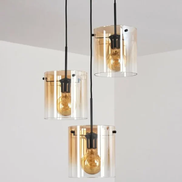 hofstein Suspension - Verre Parane Ambre, Clair, 3 lumières* Lampes En Verre
