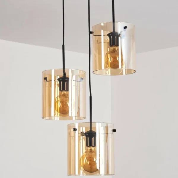 hofstein Suspension - Verre Parane Ambre, 3 lumières* Lampes En Verre
