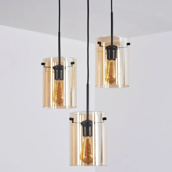 hofstein Suspension - Verre Parane Ambre, 3 lumières* Lampes En Verre