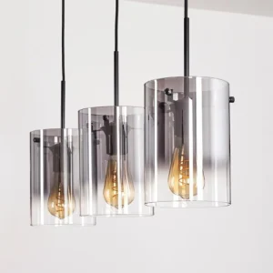 hofstein Suspension - Verre Parane Clair, Fumé, 3 lumières* Lampes Modernes