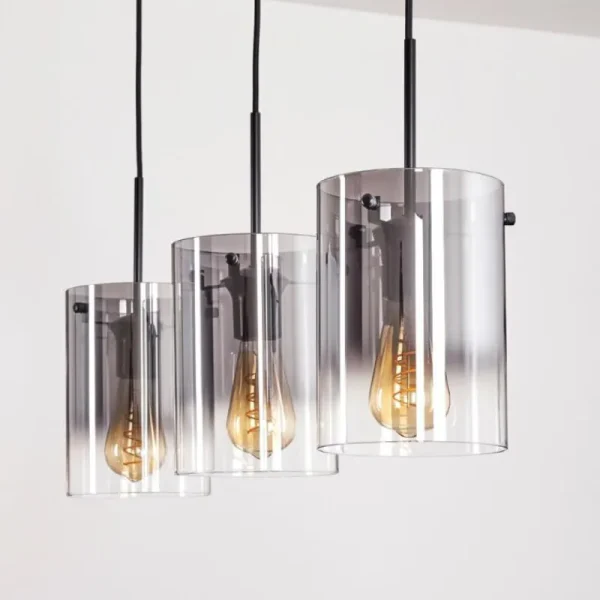 hofstein Suspension - Verre Parane Clair, Fumé, 3 lumières* Lampes Modernes
