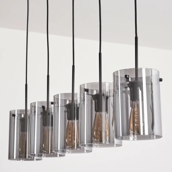 hofstein Suspension - Verre Parane Fumé, 5 lumières* Lampes Modernes