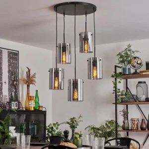 hofstein Suspension - Verre Parane Fumé, 5 lumières* Lampes Modernes