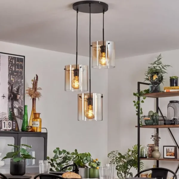 hofstein Suspension - Verre Parane Ambre, Clair, 3 lumières* Lampes En Verre