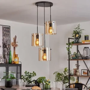 hofstein Suspension - Verre Parane Ambre, 3 lumières* Lampes En Verre