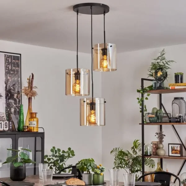 hofstein Suspension - Verre Parane Ambre, 3 lumières* Lampes En Verre