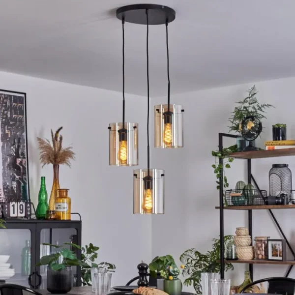 hofstein Suspension - Verre Parane Ambre, 3 lumières* Lampes En Verre