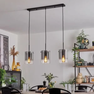 hofstein Suspension - Verre Parane Clair, Fumé, 3 lumières* Lampes Modernes