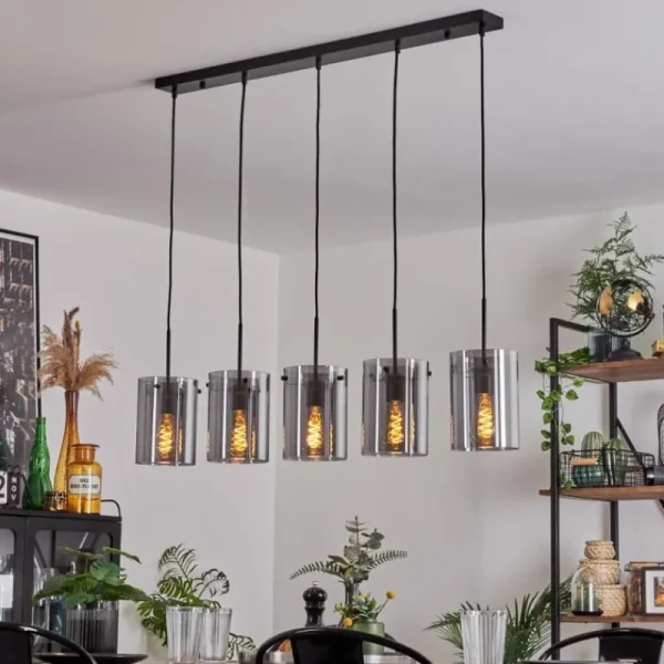 hofstein Suspension - Verre Parane Fumé, 5 lumières* Lampes Modernes