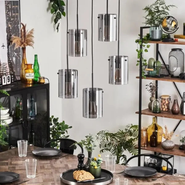 hofstein Suspension - Verre Parane Fumé, 5 lumières* Lampes Modernes