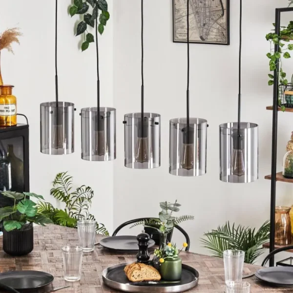 hofstein Suspension - Verre Parane Fumé, 5 lumières* Lampes Modernes