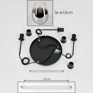 hofstein Suspension - Verre Vevino Chrome, Clair, Fumé, 3 lumières* Lampes Modernes