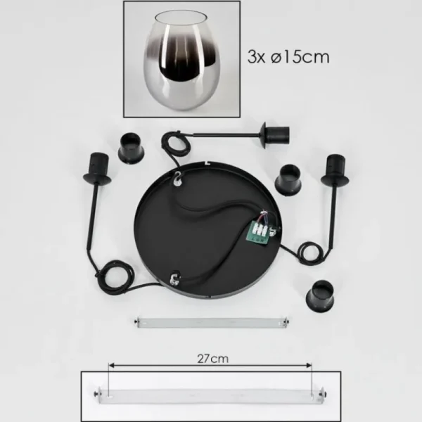 hofstein Suspension - Verre Vevino Chrome, Clair, Fumé, 3 lumières* Lampes Modernes