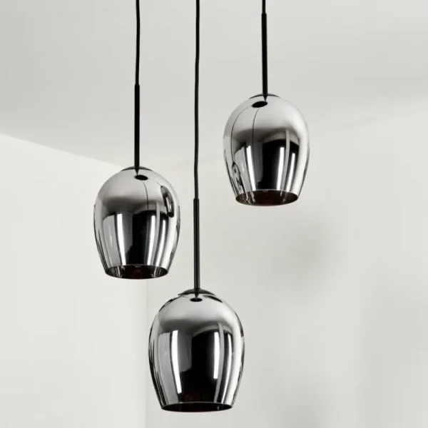 hofstein Suspension - Verre Vevino Chrome, Fumé, 3 lumières* Lampes Modernes