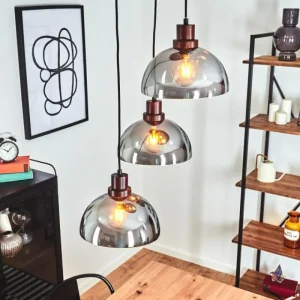 hofstein Suspension Aannestad Bois foncé, Noir, 3 lumières* Lampes Modernes