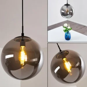 hofstein Suspension Agropoli Fumée, Noir, 1 lumière* Lampes Modernes