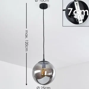 hofstein Suspension Agropoli Fumée, Noir, 1 lumière* Lampes Modernes