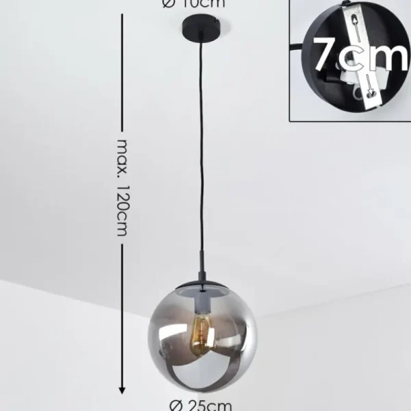 hofstein Suspension Agropoli Fumée, Noir, 1 lumière* Lampes Modernes