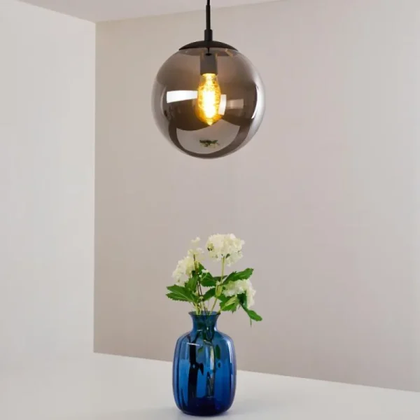 hofstein Suspension Agropoli Fumée, Noir, 1 lumière* Lampes Modernes
