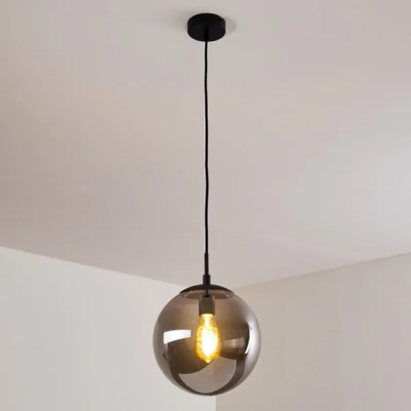 hofstein Suspension Agropoli Fumée, Noir, 1 lumière* Lampes Modernes