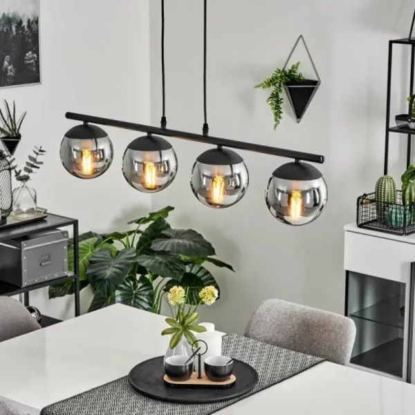 hofstein Suspension Agropoli Noir, 4 lumières* Lampes Modernes