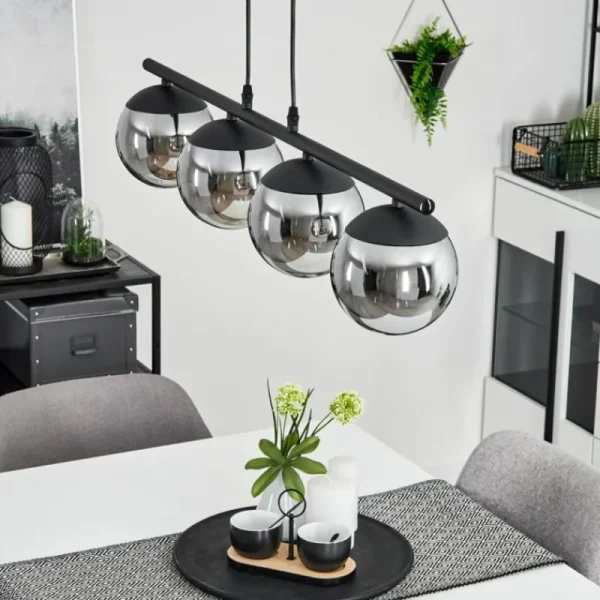 hofstein Suspension Agropoli Noir, 4 lumières* Lampes Modernes