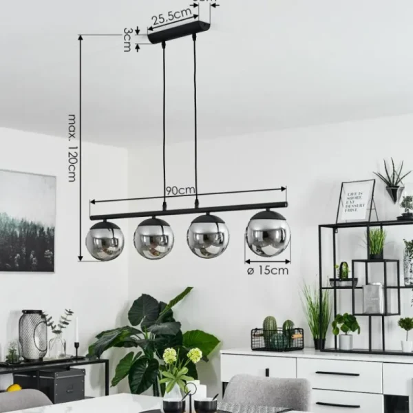 hofstein Suspension Agropoli Noir, 4 lumières* Lampes Modernes