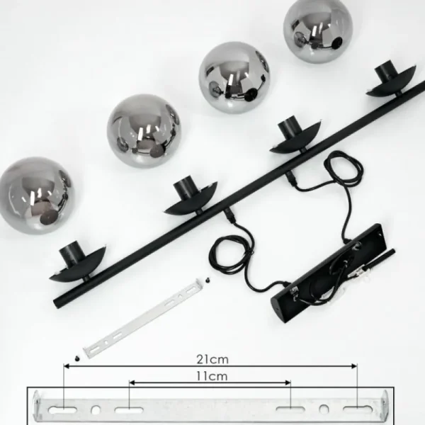 hofstein Suspension Agropoli Noir, 4 lumières* Lampes Modernes