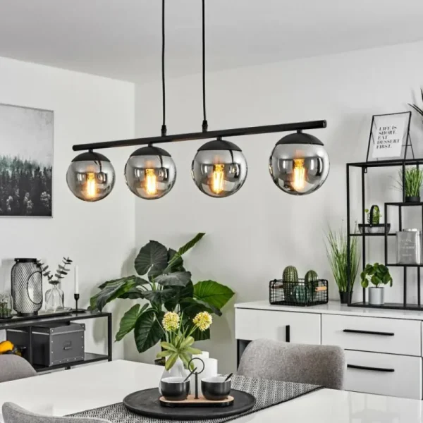 hofstein Suspension Agropoli Noir, 4 lumières* Lampes Modernes