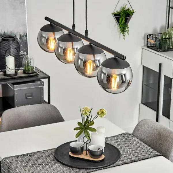 hofstein Suspension Agropoli Noir, 4 lumières* Lampes Modernes