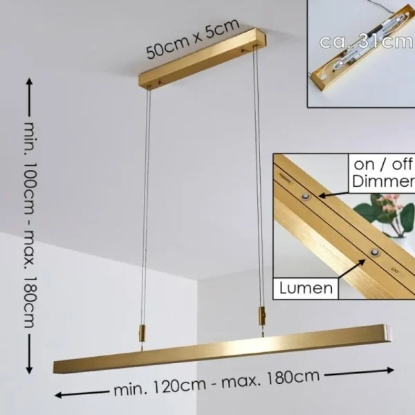 hofstein Suspension Airolo LED Laiton, 3 lumières* Lampes Modernes