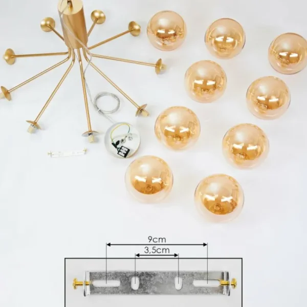 hofstein Suspension Alden Laiton, 9 lumières* Lampes En Verre