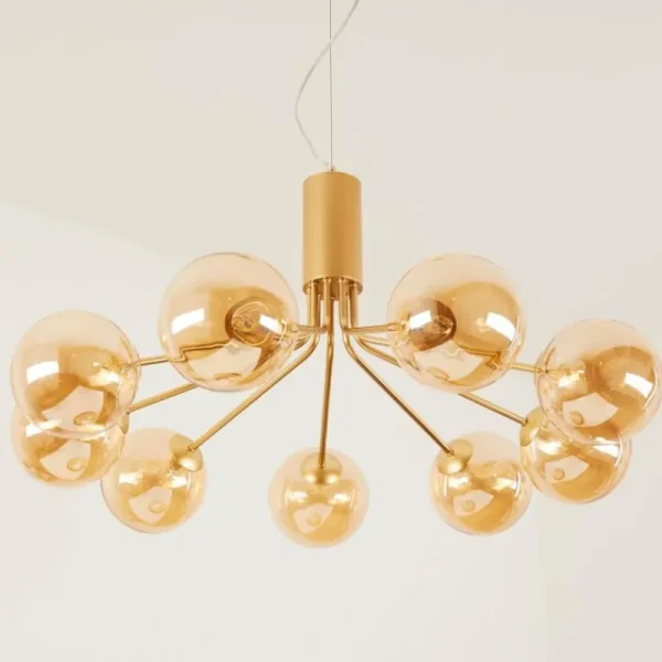 hofstein Suspension Alden Laiton, 9 lumières* Lampes En Verre