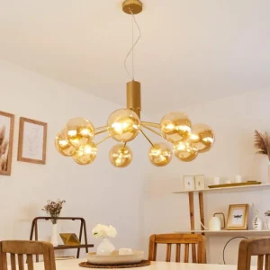 hofstein Suspension Alden Laiton, 9 lumières* Lampes En Verre