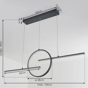hofstein Suspension Alelua LED Gris, 1 lumière, Télécommandes* Lampes Modernes