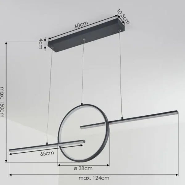 hofstein Suspension Alelua LED Gris, 1 lumière, Télécommandes* Lampes Modernes
