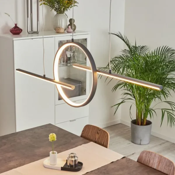 hofstein Suspension Alelua LED Gris, 1 lumière, Télécommandes* Lampes Modernes