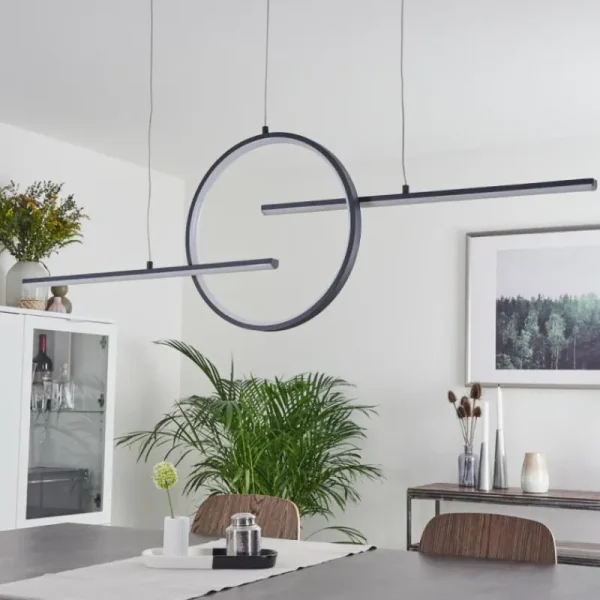 hofstein Suspension Alelua LED Gris, 1 lumière, Télécommandes* Lampes Modernes