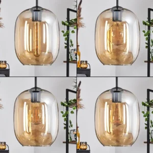 hofstein Suspension Apedo Ambre, 3 lumières* Lampes En Verre