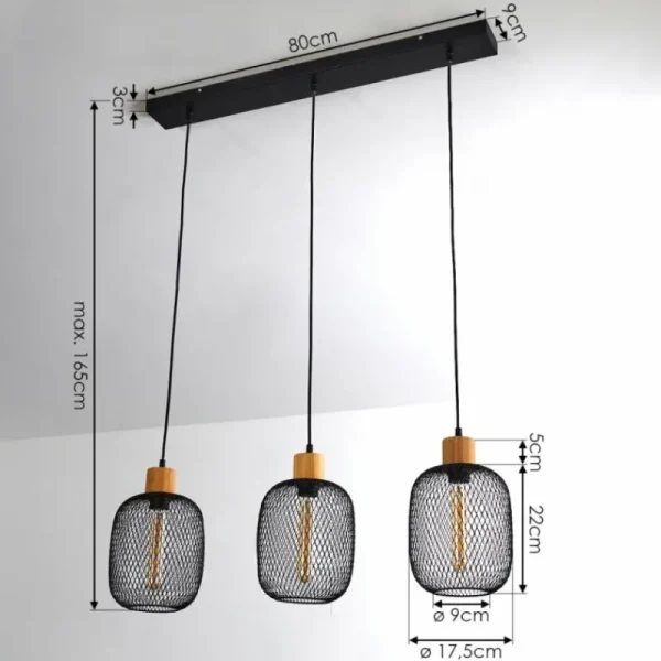 hofstein Suspension Ateponta Noir, 3 lumières* Lampes Modernes