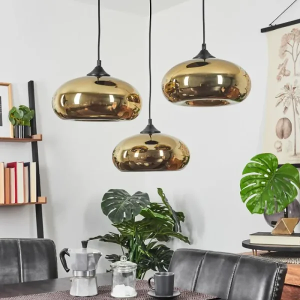 hofstein Suspension Avonlea Noir, 3 lumières* Lampes En Verre