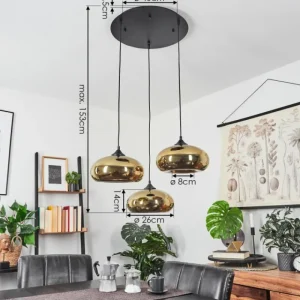 hofstein Suspension Avonlea Noir, 3 lumières* Lampes En Verre