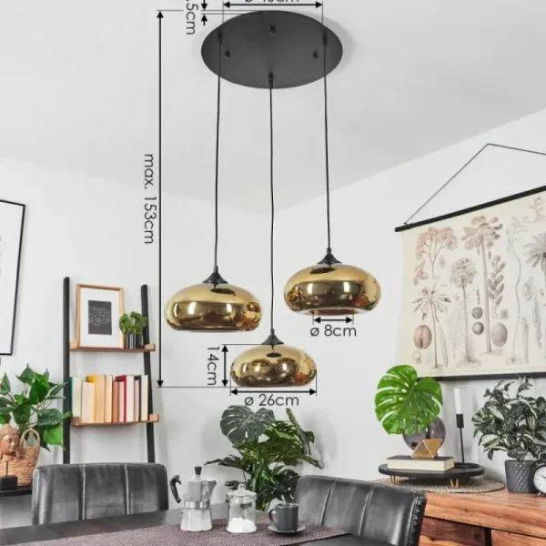 hofstein Suspension Avonlea Noir, 3 lumières* Lampes En Verre