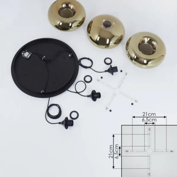 hofstein Suspension Avonlea Noir, 3 lumières* Lampes En Verre
