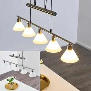 hofstein Suspension Bamenda Nickel mat, 5 lumières* Lampes En Verre