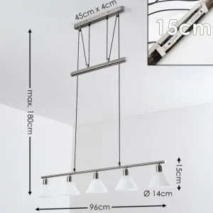 hofstein Suspension Bamenda Nickel mat, 5 lumières* Lampes En Verre