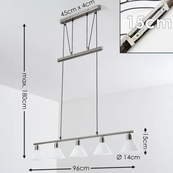 hofstein Suspension Bamenda Nickel mat, 5 lumières* Lampes En Verre