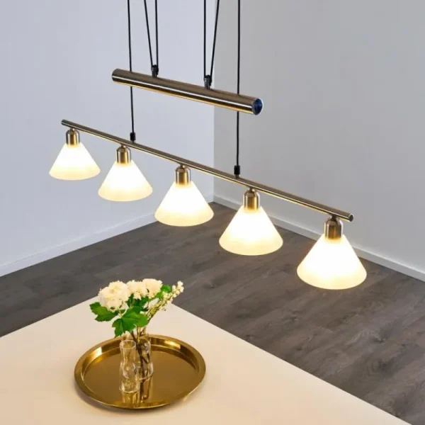 hofstein Suspension Bamenda Nickel mat, 5 lumières* Lampes En Verre