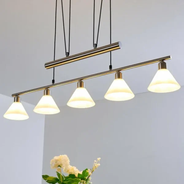 hofstein Suspension Bamenda Nickel mat, 5 lumières* Lampes En Verre