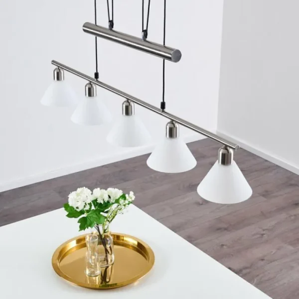 hofstein Suspension Bamenda Nickel mat, 5 lumières* Lampes En Verre